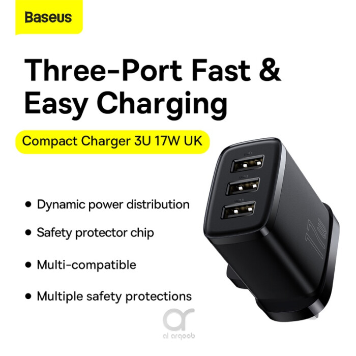 Bundle 3 (Baseus Compact charger 3x USB 17W + Baseus USB 4in1 cable + Baseus Bipow Digital Display Power bank 10000mAh 15W)