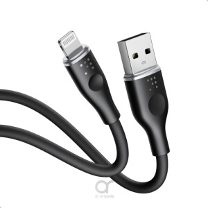 Voltme Powerlink Moss Liquid Silicon Cable USB A to Lightning 3A - 1.2M Zinc-Alloy Connector (60W) Black