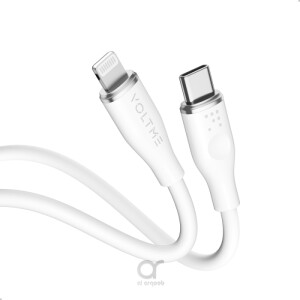 Voltme Powerlink Moss Liquid Silicon Cable Type C to Lightning 3A / 1.2M Zinc-Alloy Connector White
