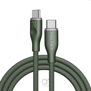 Voltme Powerlink Rugg Double Nylon Cable Type C to Type C 3A - 1M (60W) Green