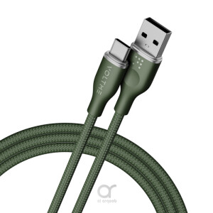 Voltme Powerlink Rugg Double Nylon Cable USB A to Type C 3A - 1M (60W) Green