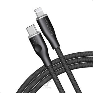 Voltme Powerlink Rugg Double Nylon Cable Type C to Lightning 3A / 1.2M Zinc-Alloy Connector Black
