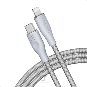 Voltme Powerlink Rugg Double Nylon Cable Type C to Lightning 3A / 1.2M Zinc-Alloy Connector Gray