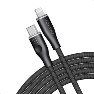 Voltme Powerlink Rugg Double Nylon Cable Type C to Lightning 3A (2.0M) Zinc-Alloy Connector Black
