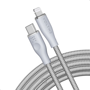 Voltme Powerlink Rugg Double Nylon Cable Type C to Lightning 3A (2.0M) Zinc-Alloy Connector Gray