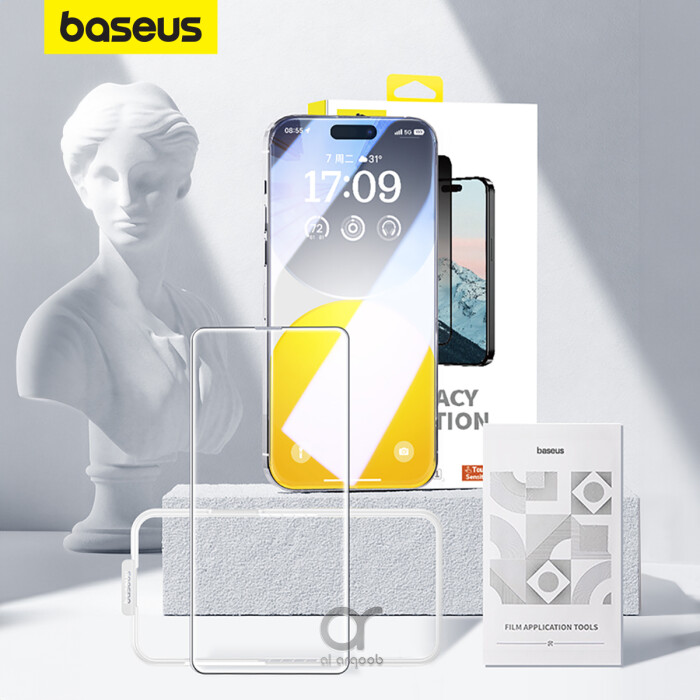 Baseus iPhone 15 Pro Premium Clear HD 9H Tempered Glass Screen Protector Full-Coverage with Easy Installation Kit (Diamond Series)