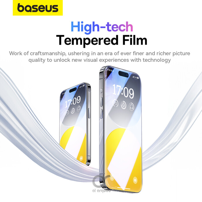 Baseus iPhone 15 Pro Max Premium Clear HD 9H Tempered Glass Screen Protector Full-Coverage with Easy Installation Kit (Diamond Series)