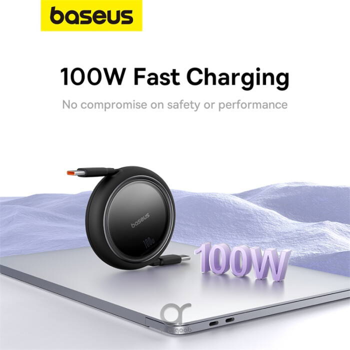  Baseus Mini 100W retractable cable, safe & fast for all your devices 50% charge on your MacBook Pro in 35 minutes and up to 80% charge on the Samsung S22 Ultra