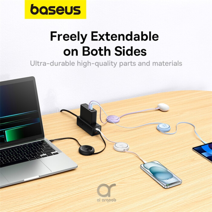  Baseus Mini 100W retractable cable, safe & fast for all your devices 50% charge on your MacBook Pro in 35 minutes and up to 80% charge on the Samsung S22 Ultra