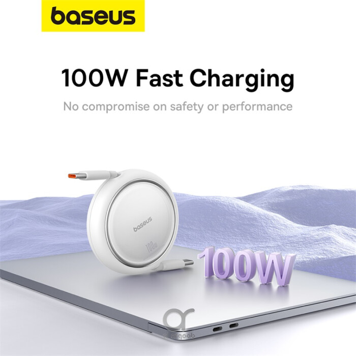 50% charge on your MacBook Pro in 35 minutes and up to 80% charge on the Samsung S22 Ultra Baseus Mini 100W retractable cable, safe & fast for all your devices