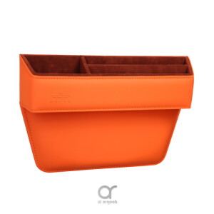 Brave Premium Car Seat Gap Organizers Storage Box Console PU Leather for Cellphones, Wallets, Keys, Coin, Cards, Sunglasses - Orange