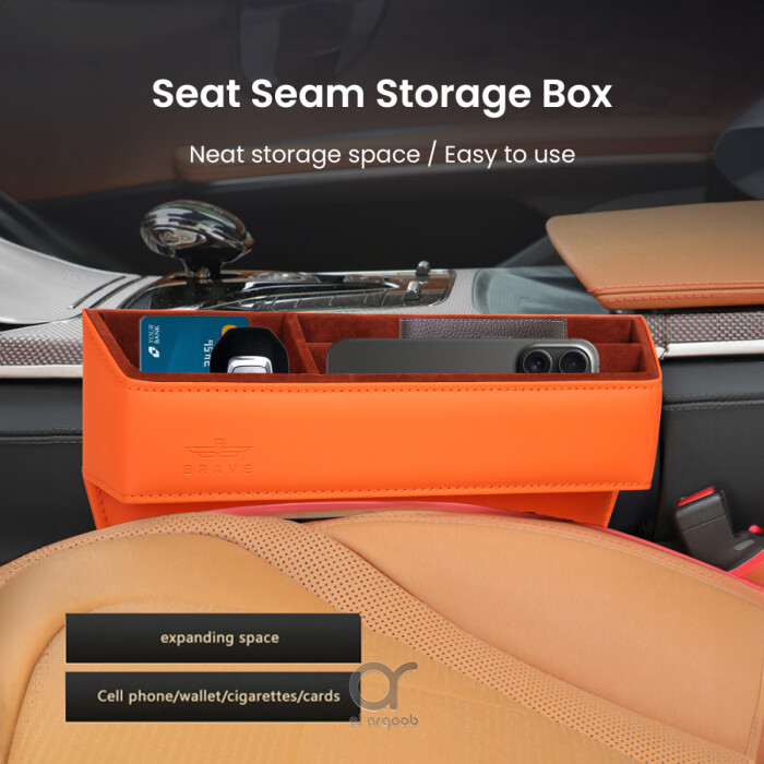 Brave premium car seat gap organizer featuring high-quality PU leather material and convenient storage space for essentials
