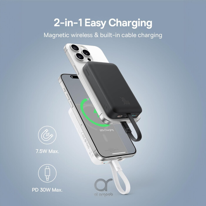 Charge 2 Devices at once with Baseus Magnetic Power Bank