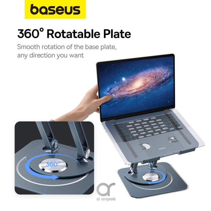 Baseus Foldable Stand For Laptop and iPad Tablet | 360 Degree Rotatable (Three-Fold Version) - Grey
