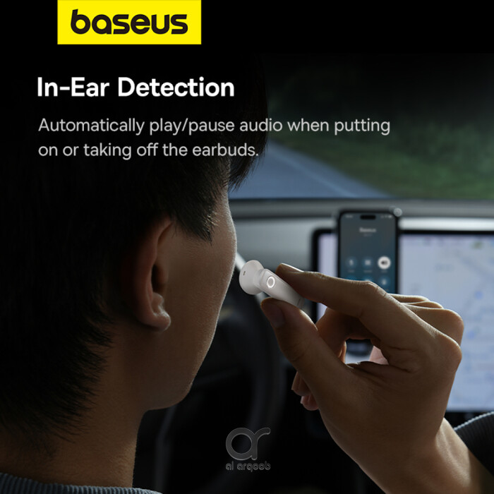 Baseus C-Mic CM10 Solar Charging Single Ear Wireless Earphone for Car - White