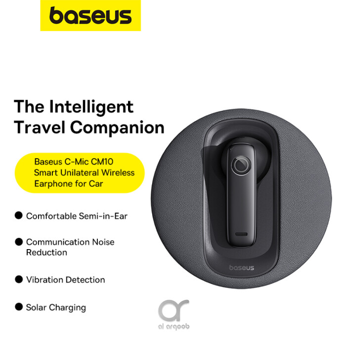 Baseus C-Mic CM10 Solar Charging Single Ear Wireless Earphone for Car - Black