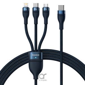 Baseus Flash Series II 100W 3 In 1 Fast Charging Cable Type-C To Type C + Lightning + Micro 1.5M - Blue