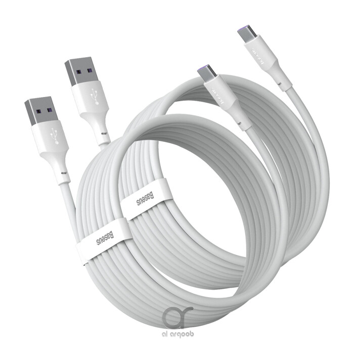 Baseus Simple Wisdom Data Cable Kit USB to Type-C 5A 2Pack 1.5M - White