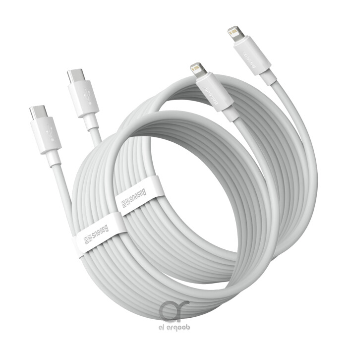 Baseus Type C Cable For iPhone 13 12 Pro Max 20W PD Fast Charge Type C to Lightning Cable For iPhone 8 Xr Charger Data Cable 1.5M White Pack of 2