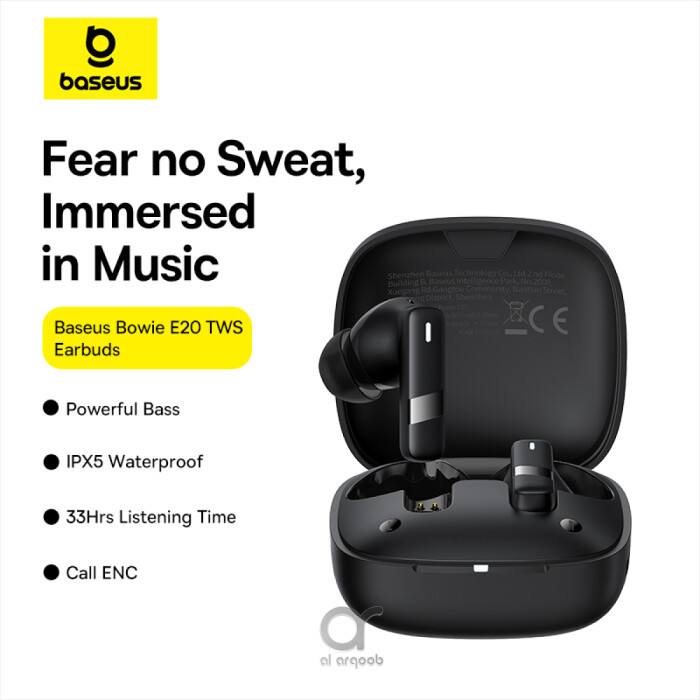 Baseus Bowie E20 True Wireless Earbuds With 2 ENC Mics, 33H Playtime - Black