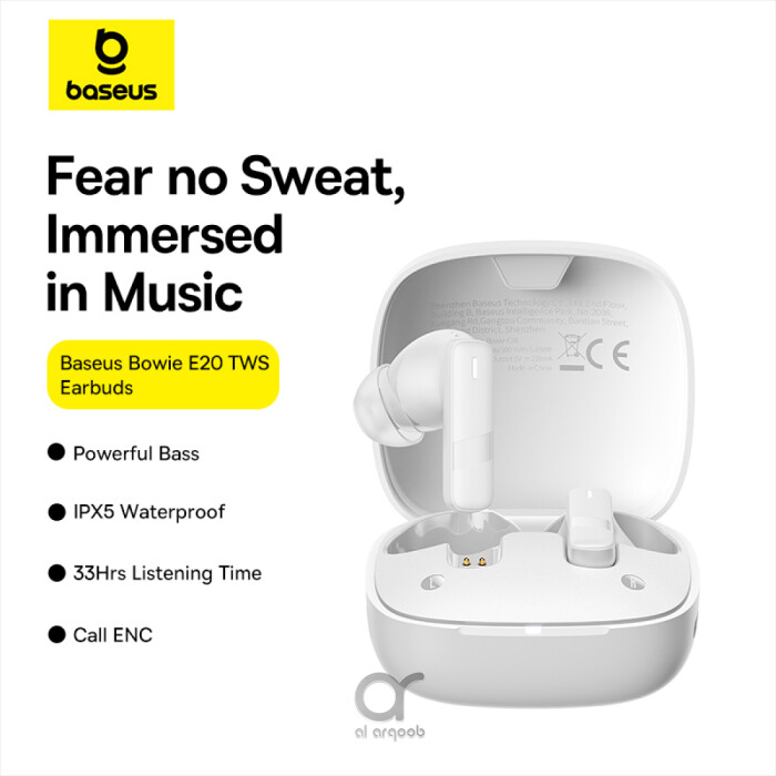 Baseus Bowie E20 True Wireless Earbuds With 2 ENC Mics, 33H Playtime - White