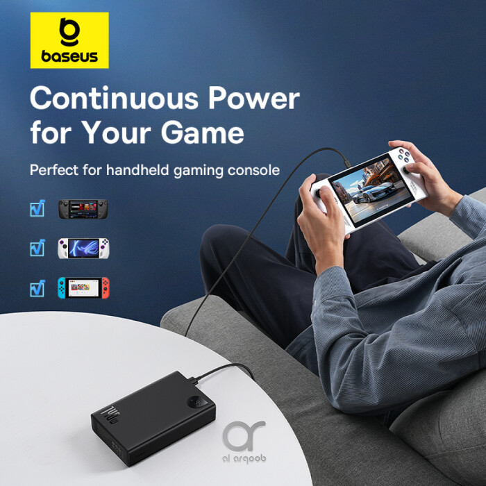 Baseus Laptop Power Bank 24000mAh with 140W Super Fast Charge | 2 USB-C ports and 1 USB-A, Adaman Series - Black