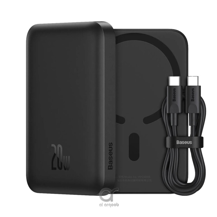 Baseus 6000mAh Magnetic Mini Air 15W Wireless Power Bank With PD 20W Type-C Port - Black