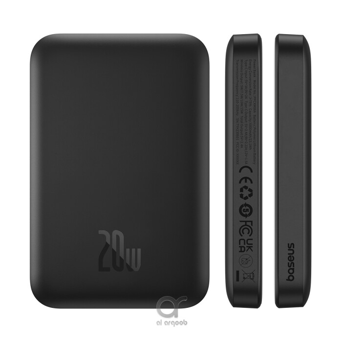 Baseus 6000mAh Magnetic Mini Air 15W Wireless Power Bank With PD 20W Type-C Port - Black