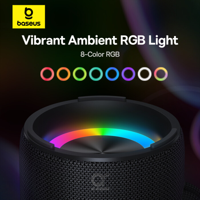 Baseus AeQur Series VO20 Bluetooth Speaker with Ambient RGB Light | BT 5.3, 15H Playtime,  15W Loud Stereo Sound, Deep Bass - Black