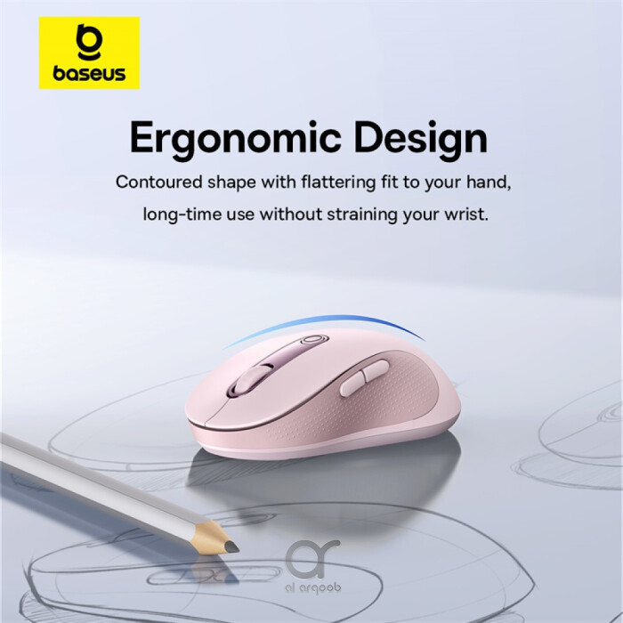 Baseus F02 Ergonomic Dual-Mode Wireless Mouse | Bluetooth 5.2 and 2.4Ghz Connectivity, Silent Buttons, 5 DPI Modes