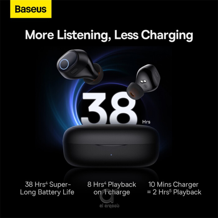 Baseus Bowie WM03 True Wireless Earphones - 38H Playtime, Bluetooth 5.3, Ultra-Low Latency, Fast Charging Case, Immersive Audio - Black