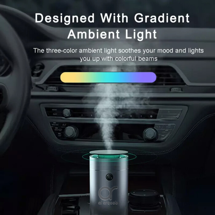 Baseus Car Diffuser & Humidifier - USB Powered Portable Aroma Air Freshener & Cool Mist Auto Air Humidifier for Home, Office & Car - Grey