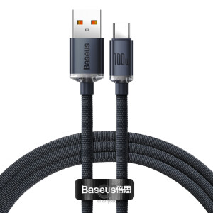 Baseus Crystal Shine Series Cable USB-A to Type-C Fast Charge Data Cable 100W 5A 1.2M - Black