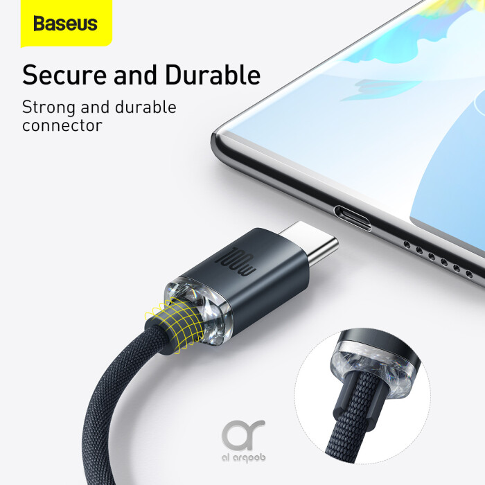 Baseus Crystal Shine Series Cable USB-A to Type-C Fast Charge Data Cable 100W 5A 1.2M - Black