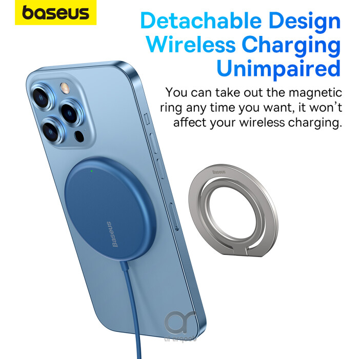 Baseus Halo Series  Foldable Metal Ring Stand | 360° Rotation Magnetic Ring Holder & Stand for All Phones - Grey