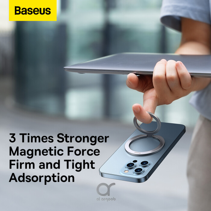 Baseus Halo Series  Foldable Metal Ring Stand | 360° Rotation Magnetic Ring Holder & Stand for All Phones - Grey