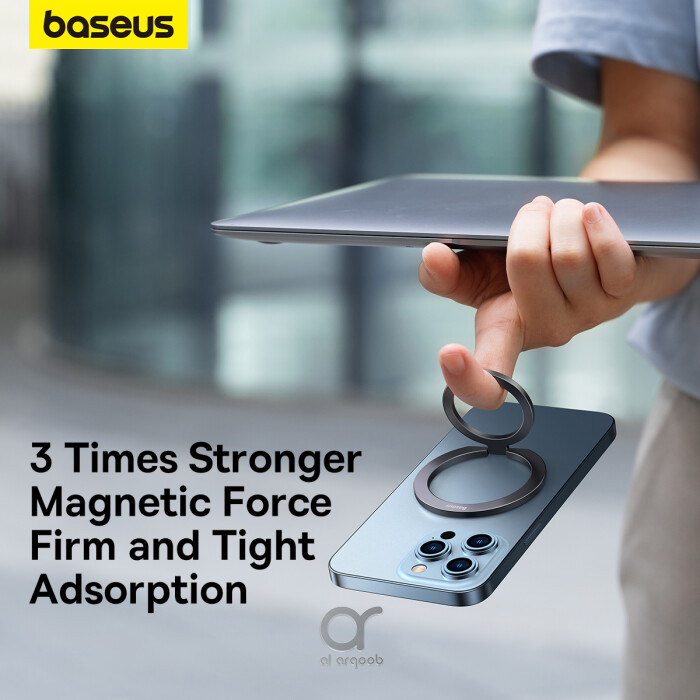 Baseus Halo Series  Foldable Metal Ring Stand | 360° Rotation Magnetic Ring Holder & Stand for All Phones - Grey