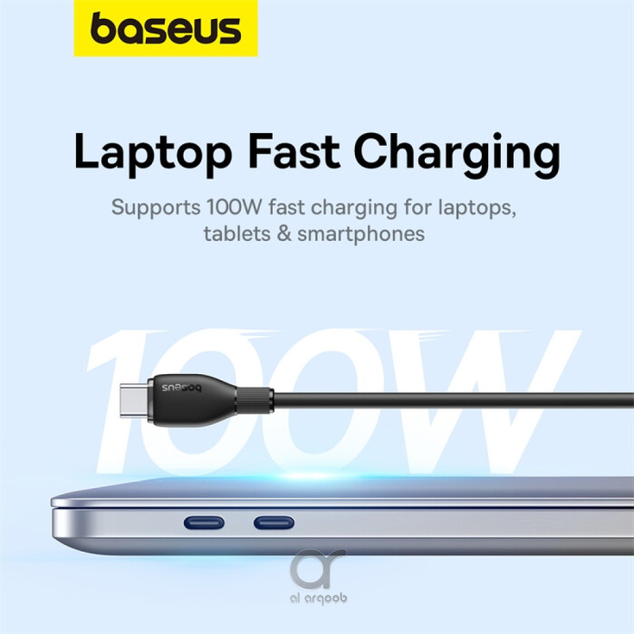 Baseus Pudding Series Fast Charging Cable With High-Speed Data Transmission Type-C to Type-C 100W 5A 1.2M - Black