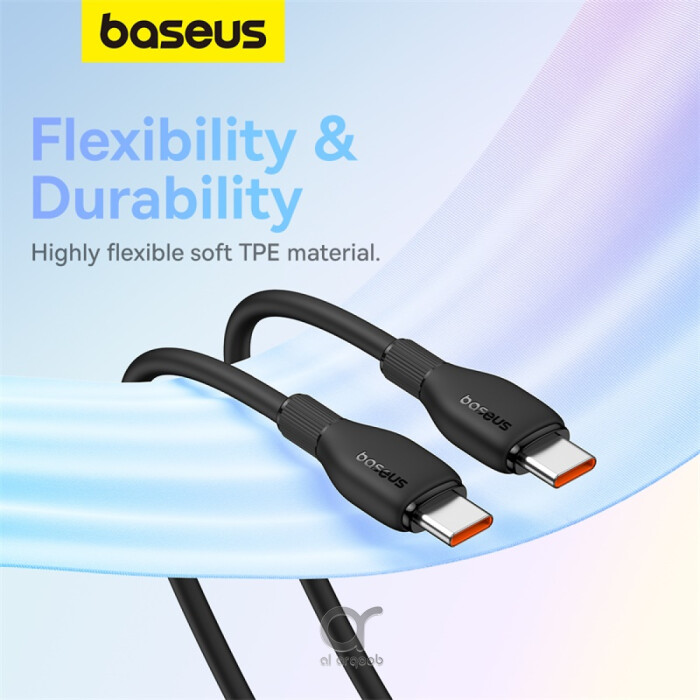 Baseus Pudding Series Fast Charging Cable With High-Speed Data Transmission Type-C to Type-C 100W 5A 1.2M - Black