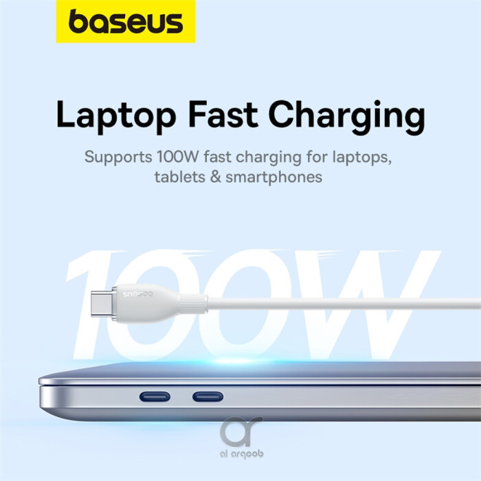 Baseus Pudding Series Fast Charging Cable With High-Speed Data Transmission Type-C to Type-C 100W 5A 1.2M - White