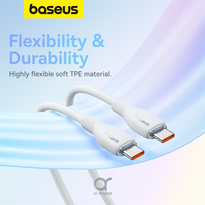 Baseus Pudding Series Fast Charging Cable With High-Speed Data Transmission Type-C to Type-C 100W 5A 1.2M - White