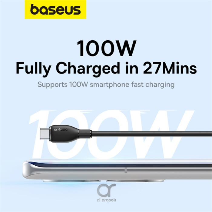 Baseus Pudding Series Fast Charging Cable With High-Speed Data Transmission USB-A to Type-C 100W 6A 1.2M - Black