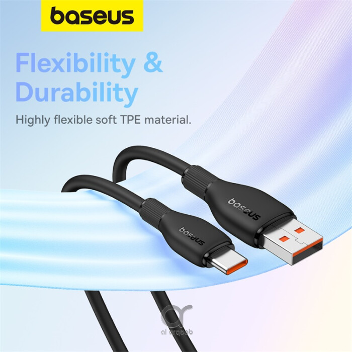 Baseus Pudding Series Fast Charging Cable With High-Speed Data Transmission USB-A to Type-C 100W 6A 1.2M - Black