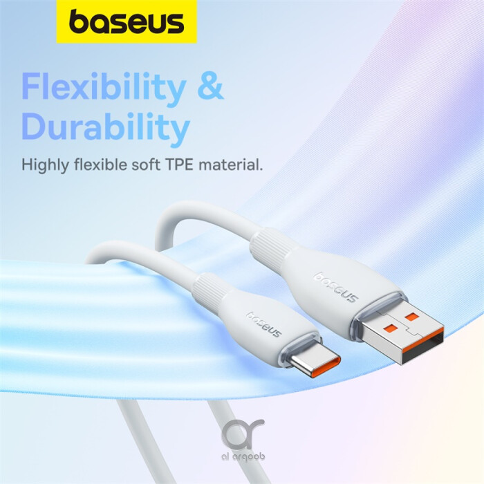 Baseus Pudding Series Fast Charging Cable With High-Speed Data Transmission USB-A to Type-C 100W 6A 1.2M - White