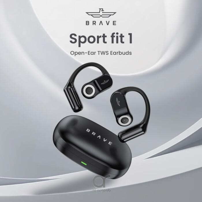 Brave Sport Fit 1 Open Ear TWS Earbuds - 24H Playtime, Bluetooth 5.4, Dual Dynamic Drivers, Air Conduction Tech,  Intelligent Touch Control - Black