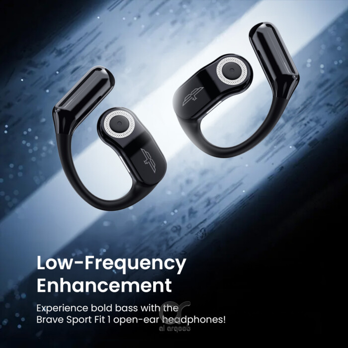 Brave Sport Fit 1 Open Ear TWS Earbuds - 24H Playtime, Bluetooth 5.4, Dual Dynamic Drivers, Air Conduction Tech,  Intelligent Touch Control - Black