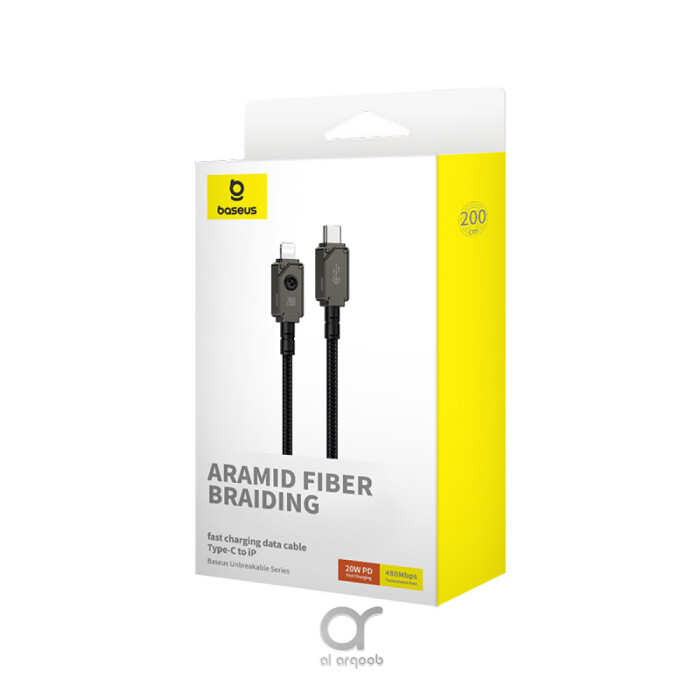 Baseus Unbreakable Series 20W PD Fast Charging Data Cable Type-C to Lightning 2M - Black