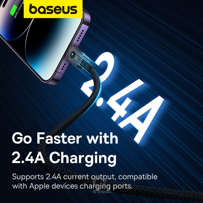 Baseus Unbreakable Series Fast Charging Data Cable USB-A to Lightning 2.4A 1M - Black