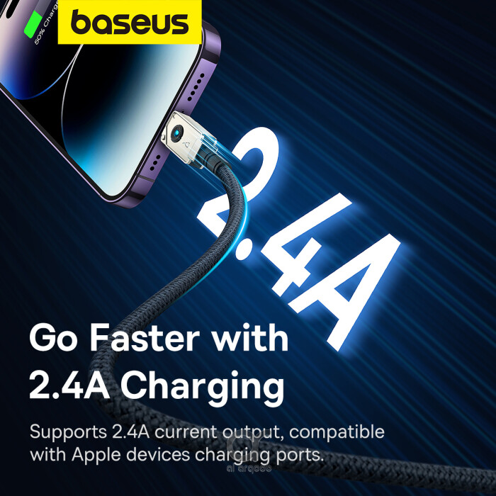 Baseus Unbreakable Series Fast Charging Data Cable USB-A to Lightning 2.4A 1M - White