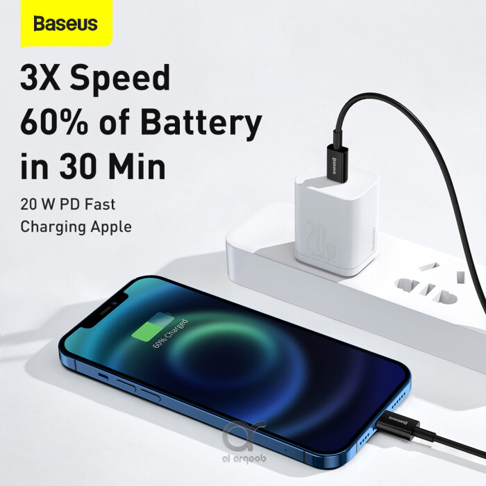 Baseus Superior Series PD 20W Type-C To Lightning Fast Charging Data Cable 1M - Black